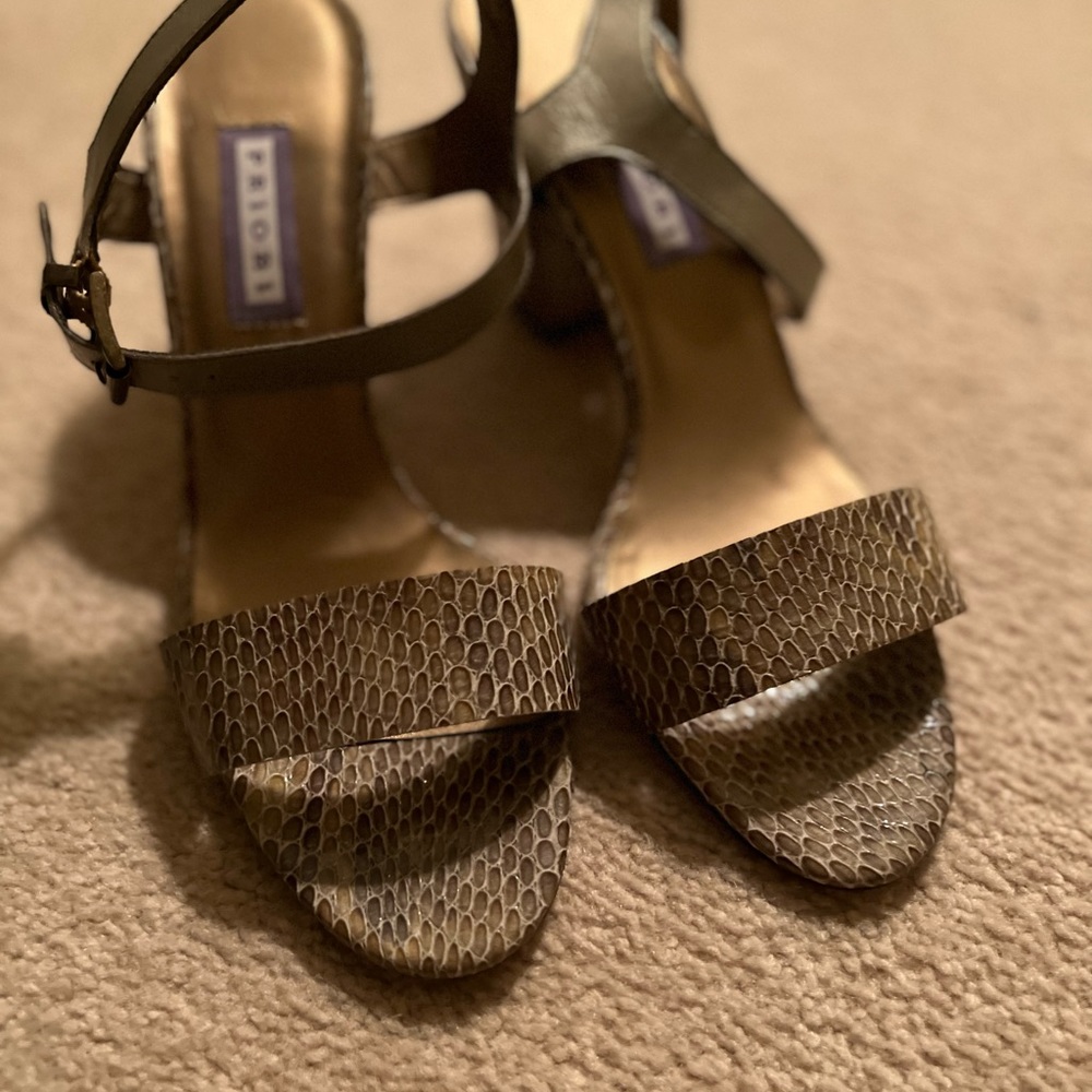 PRIORI snakeskin heel strappy sandals, size 9